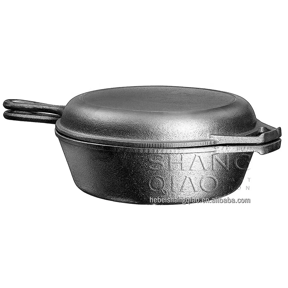 Чугунная утятница 2 в 1, комбо-котел Double Dutch Oven