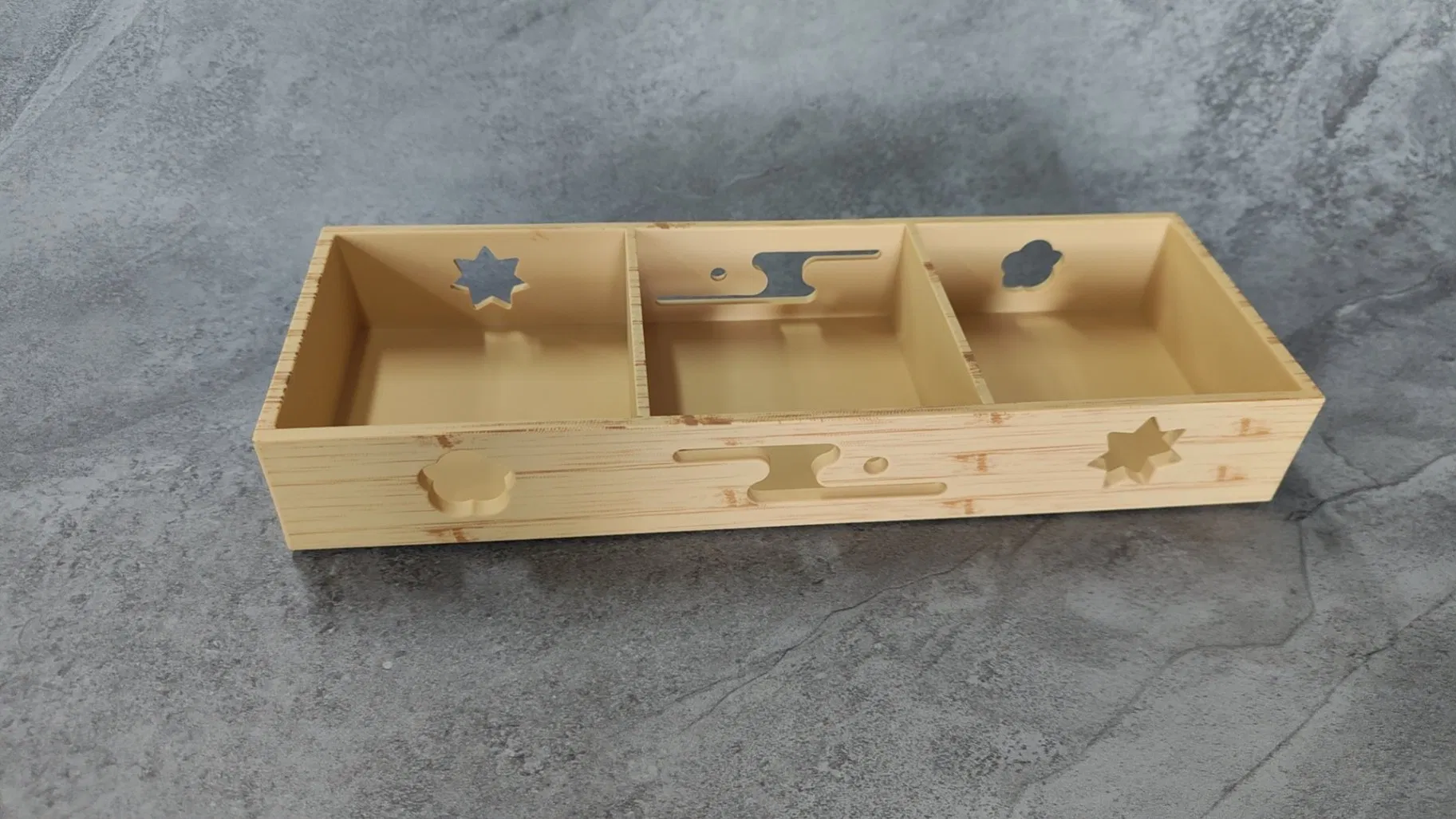 ABS Resin Wood Grin Pattern Japanese Restaurant Chinese Hot Pot Dessert Side Dishes Seving 3 Grids Snack Box