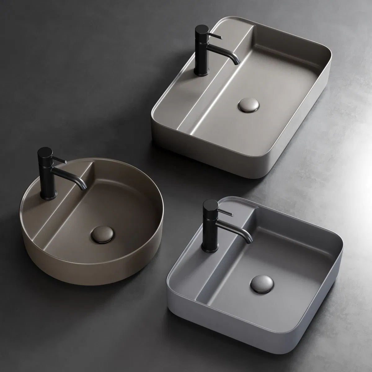 New Color Matte Washbasin Art Square Round Washing Single Basin Table Bathroom Cabinet Ceramic Basin