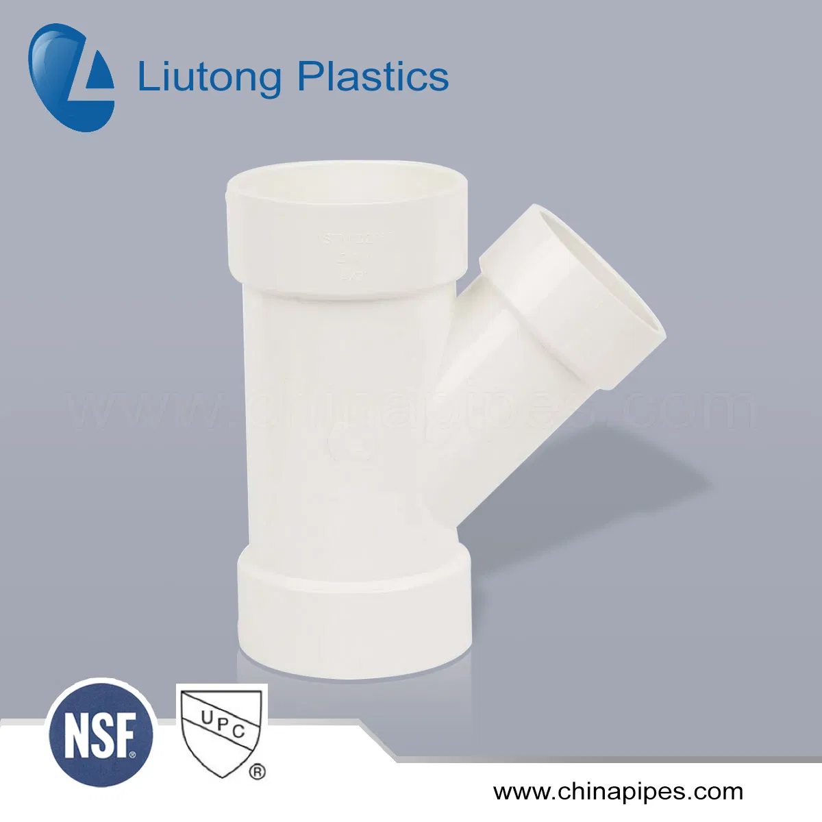 Plastic UPVC/PVC Wye-Tee with White Colour in ASTM-D-2665 Standard