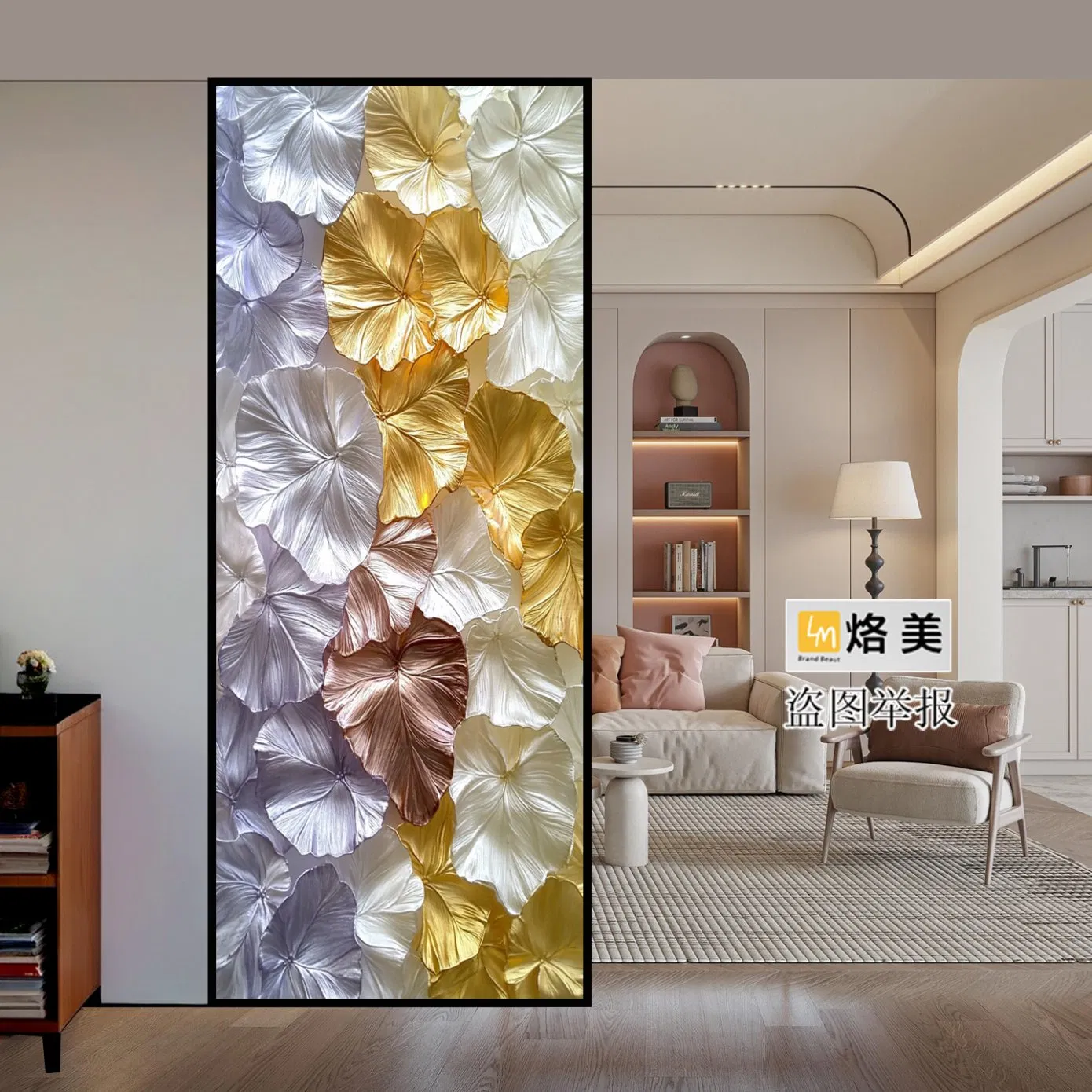 Creamy Styleentryway Partition Barrierliving Room Partition Walltempered Frosted Art Glass