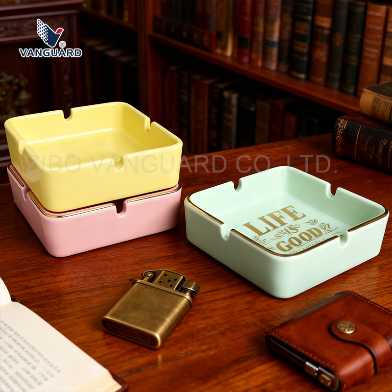 Factory Wholesale Ashtray Outdoor Ceramic Cigarette Ashtray for Promotion