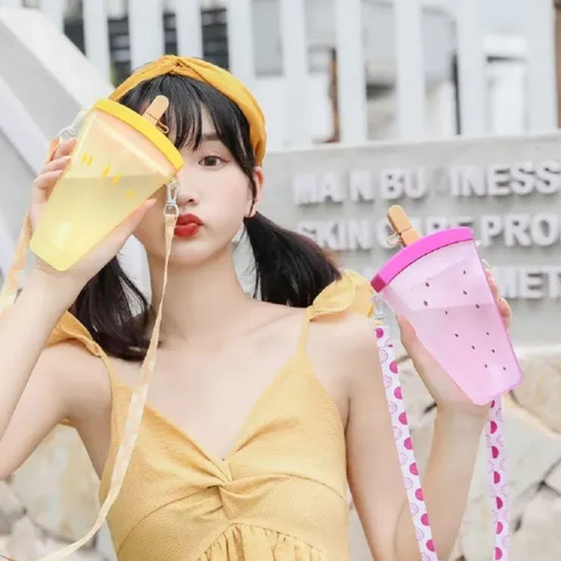 Leakproof Watermelon Popsicle Drinking Bottle with Straw and Adjustable Strap Tg011_9