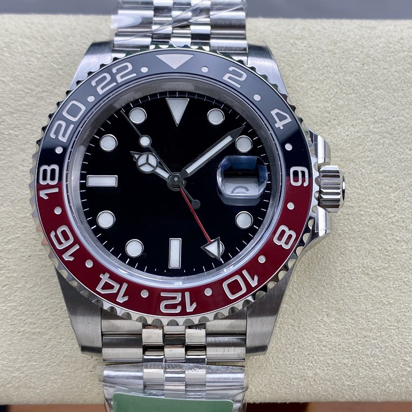 40mm Automatic Gmt Dual Time Zone Men Watch Stainless Steel Sapphire Glass Luminous Waterproof Mechanical Diver Watch