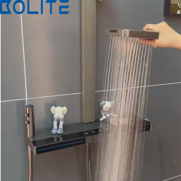 Manufacturer's Newly Designed 304 Stainless Steel Tub Brass Body Bathroom Digital Display Piano Key Shower Faucet Set