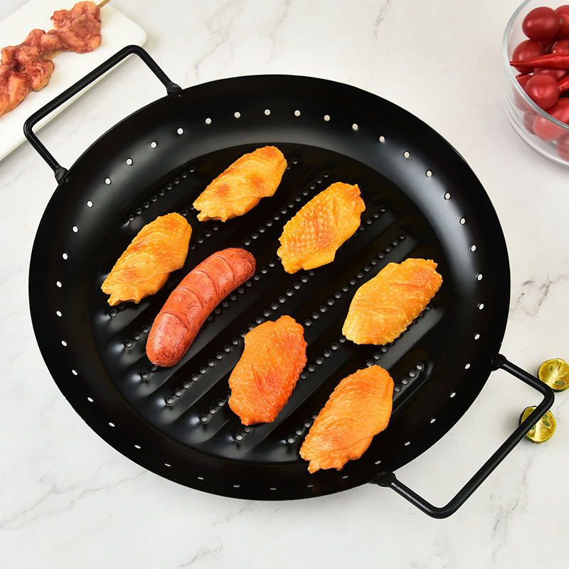 Non-Stick Barbecue Pan Carbon Steel Round Household Commercial Barbecue Grill Pan Bl15974