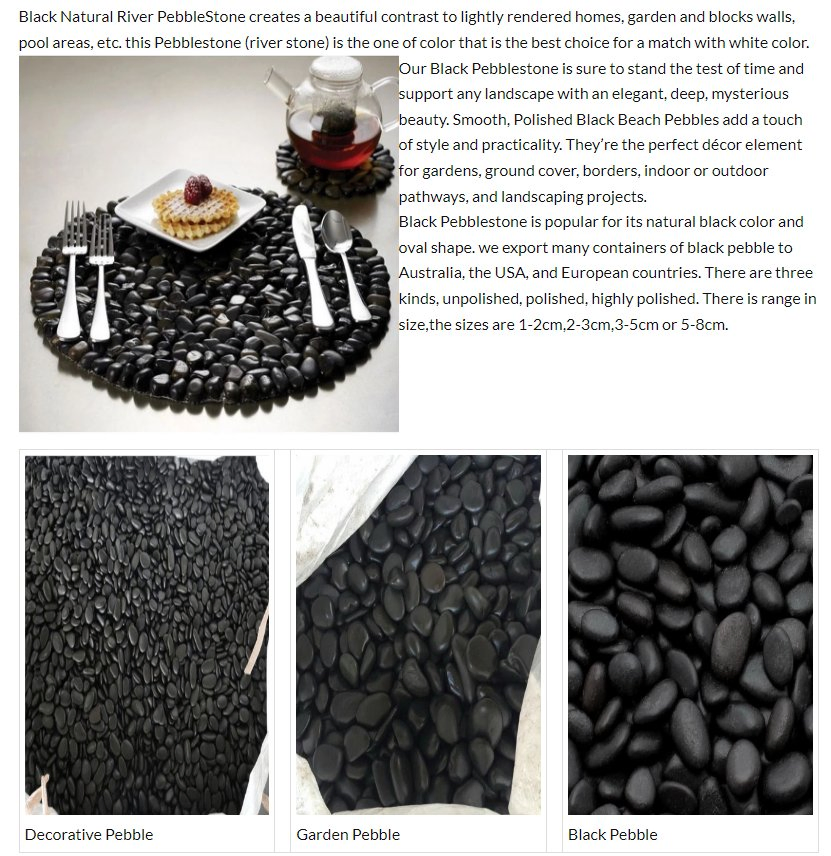 Natural High Glossy/Polished Pure Black River Pebble Stone for Garden Landscaping Decoration