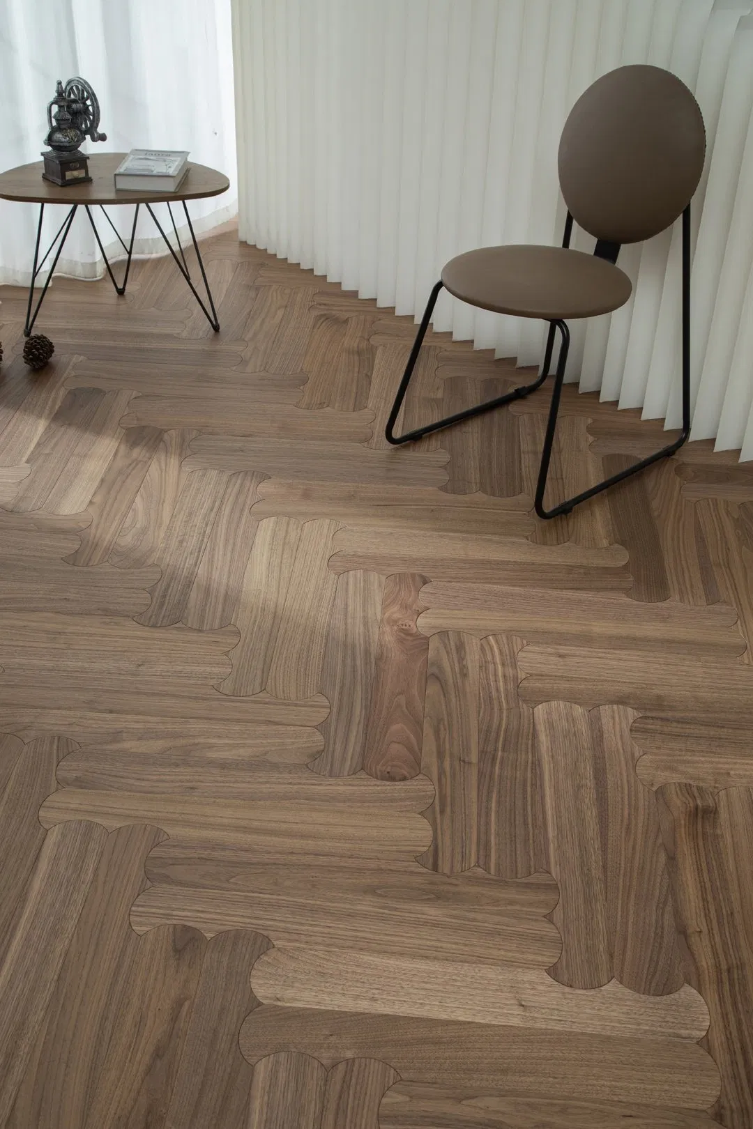 Black Walnut Shaped Parquet Flooring Biscuit Shape Wooden Flooring