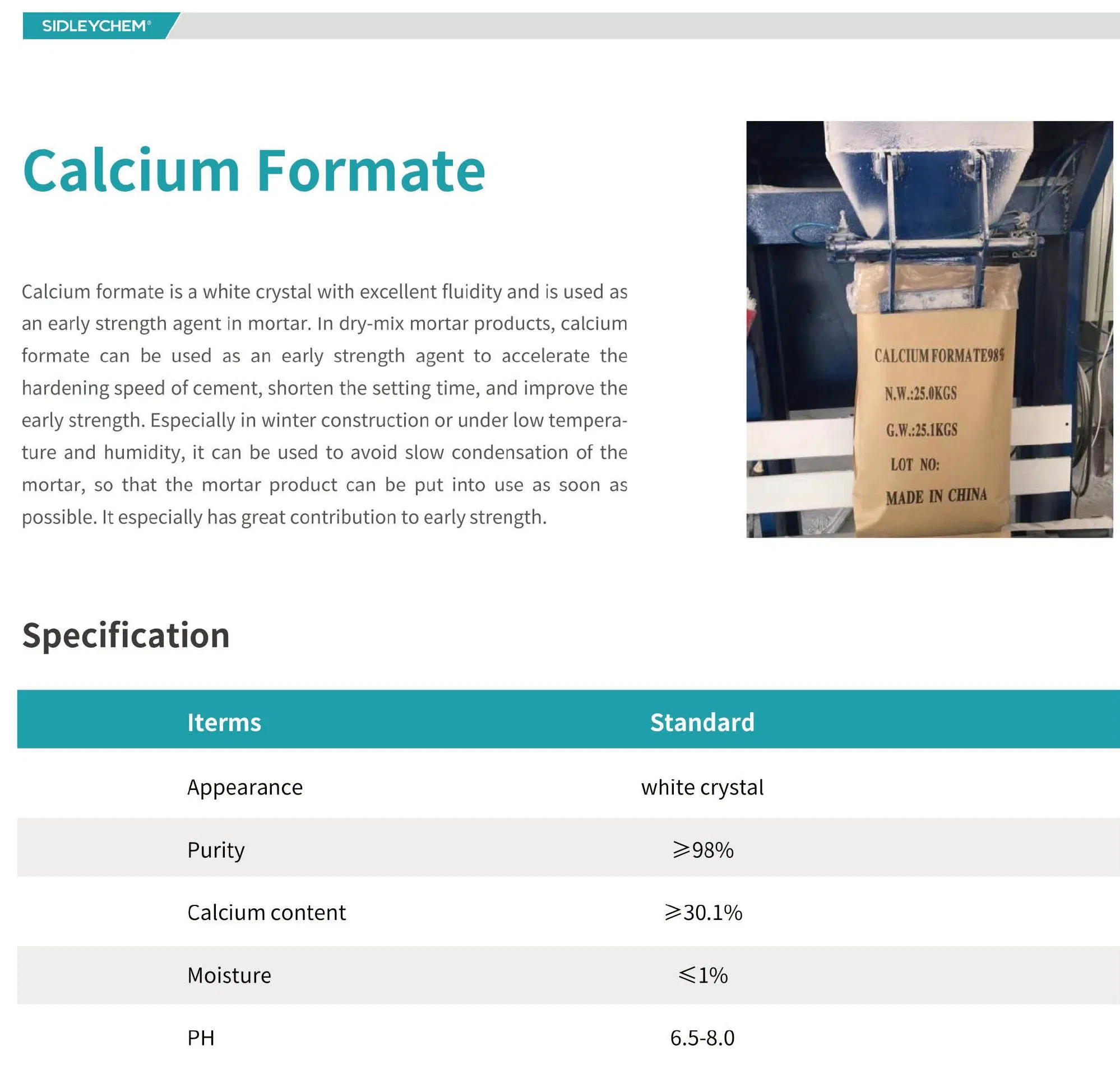 Calcium Formate Accelerate The Hardening Speed of Cement