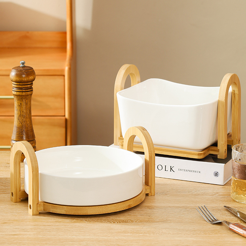 Elegant Square Marble-Print Ceramic Plate for Fruits and Desserts