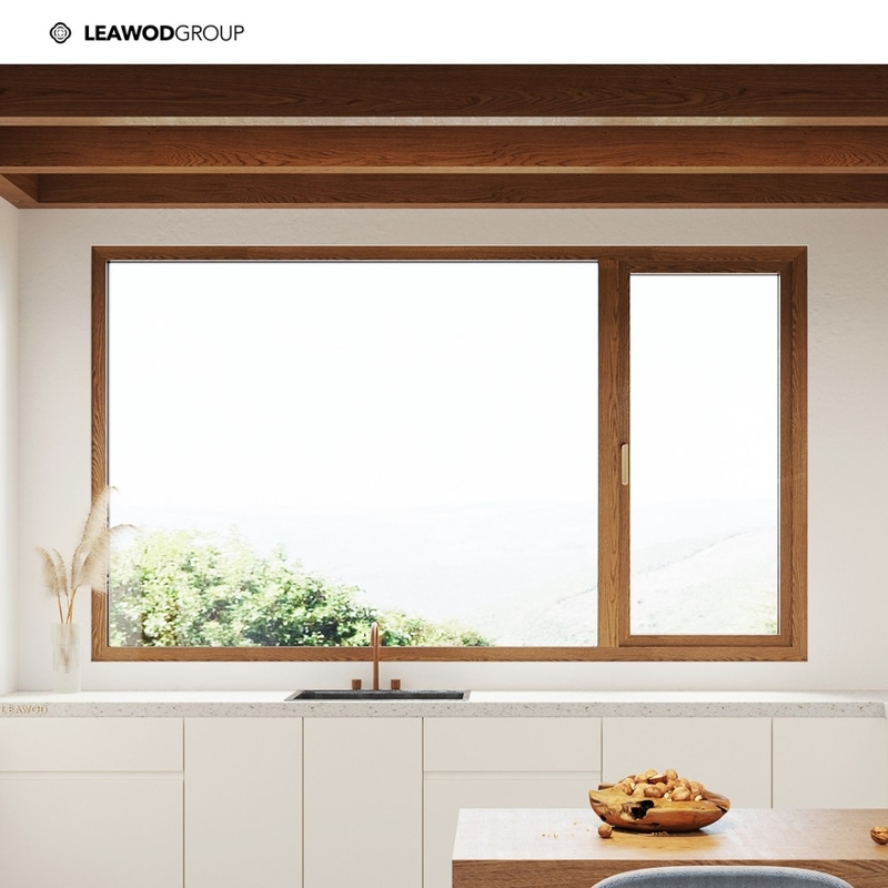 High Security Impact Casement Window Double Glazing Aluminum Wood Frame Window