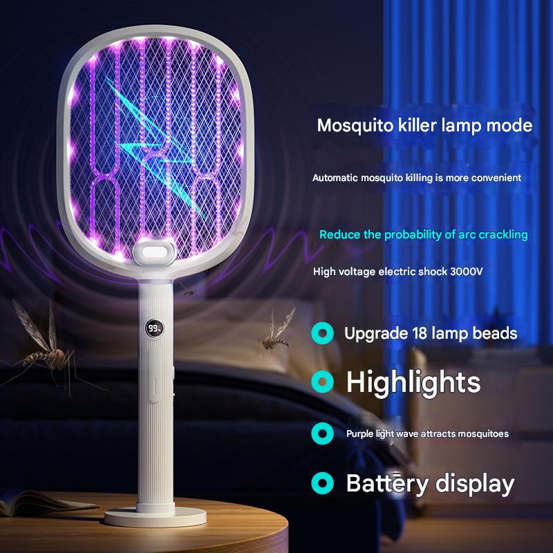 Indoor Plastic Rechargeable Fly Bug Killer Electric Bug Zapper Mosquito Racket Mosquito Swatter with LED