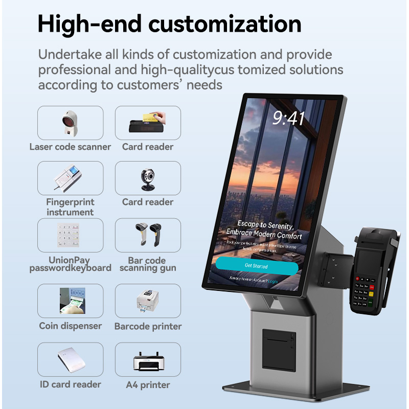 15.6 21.5 23.8 Inch Touch Screen Android NFC Card Reader Win Food Self Service Ordering Kiosk