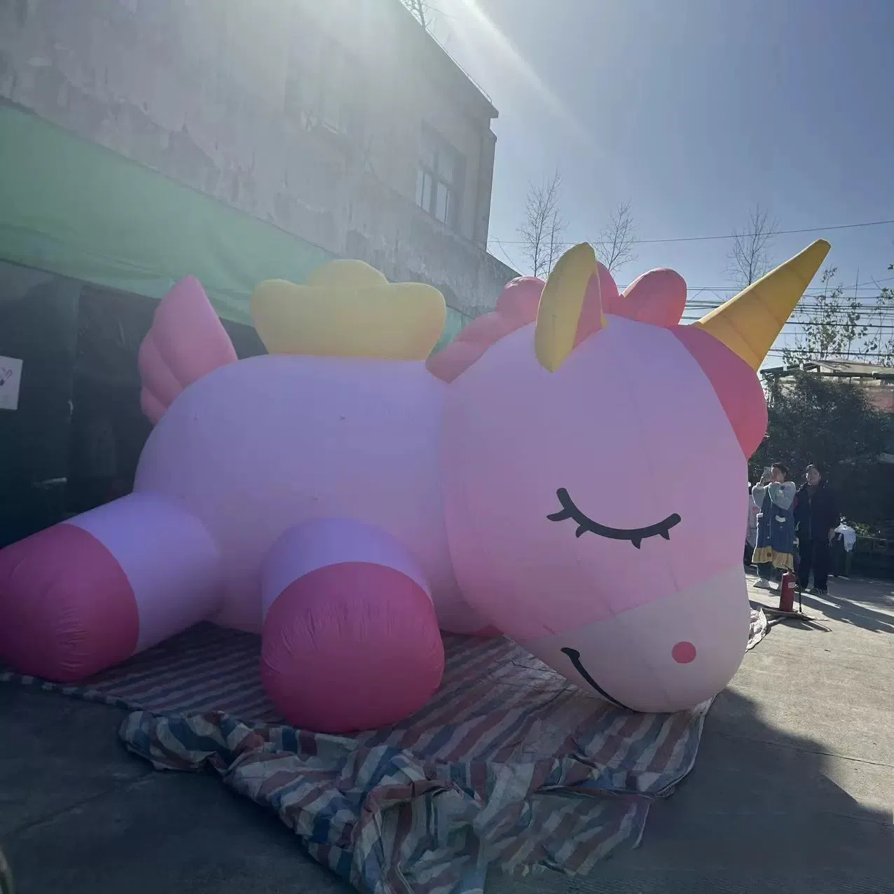 Boyi Inflatable Pink Unicorn Cartoon Inflatable Sleeping Unicorn Horse