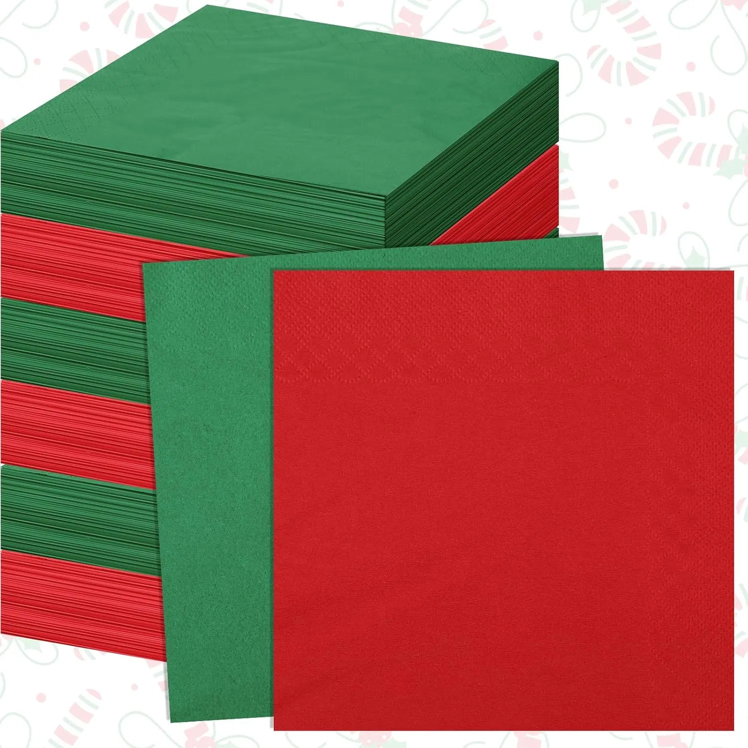 Teling 100 PCS Disposable PP Christmas Napkins Red Green for Weddings Home Parties & Xmas Decorations