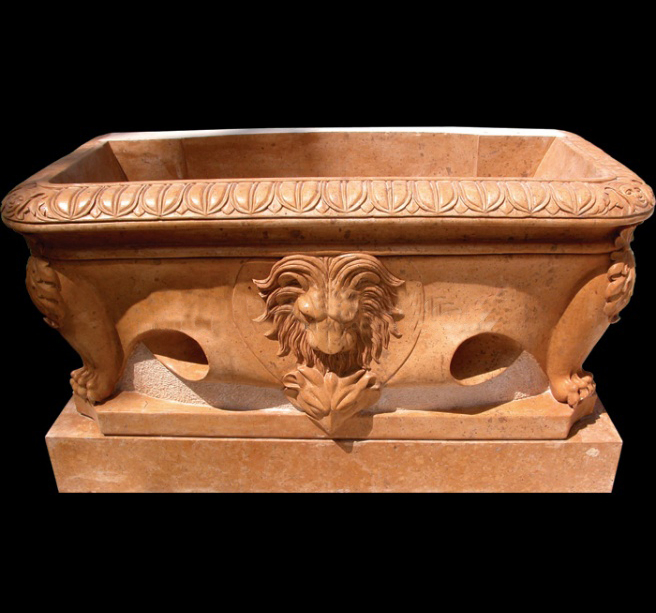 Factory Price Antique Design Natural Stone Marble Bathtub with Human Dead (SYBT-009)