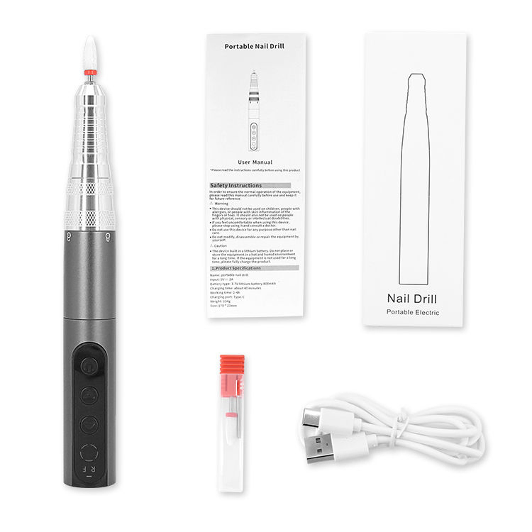 35000rpm Nail Drill USB Rechargeable Manicure Nail Polisher Machine with Speed Display for Nails Art Salon