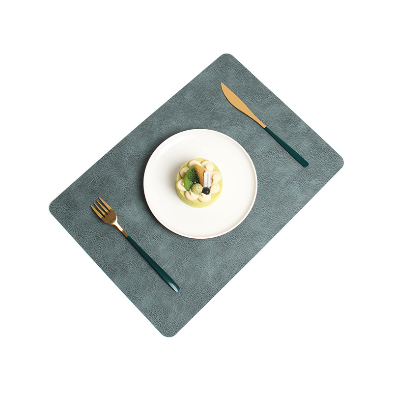 Rectangular Non-Slip Grain Heat-Insulating Mat Oil-Resistant Leather Table Mat for Bowl Placement