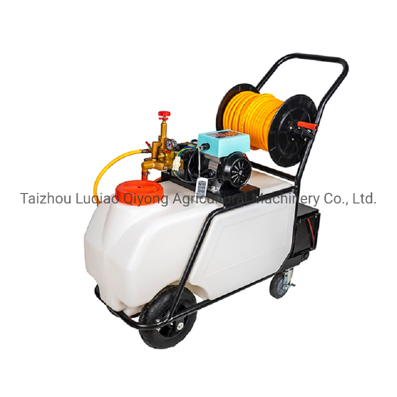 100L Trolley Type Battery Sprayer 48V60V Motor Electric Sprayer with Front Return Water Plunger Pump