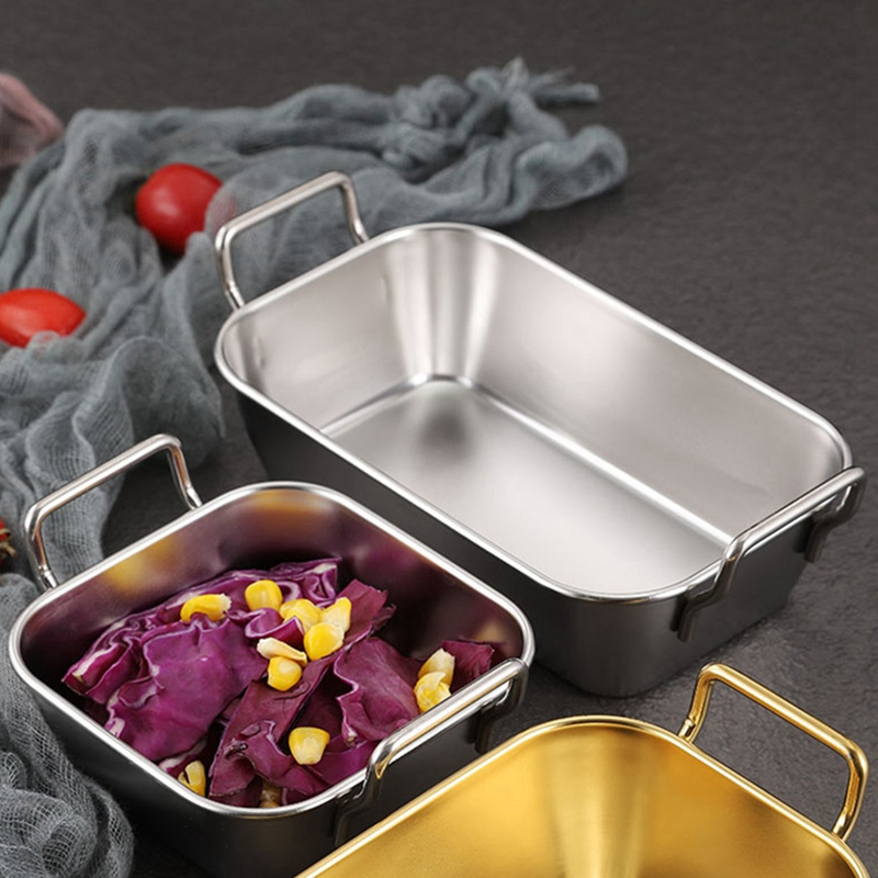 Promotion Stainless Steel Food Storage Double Ears Fruit Plate Kitchen Tools Tray