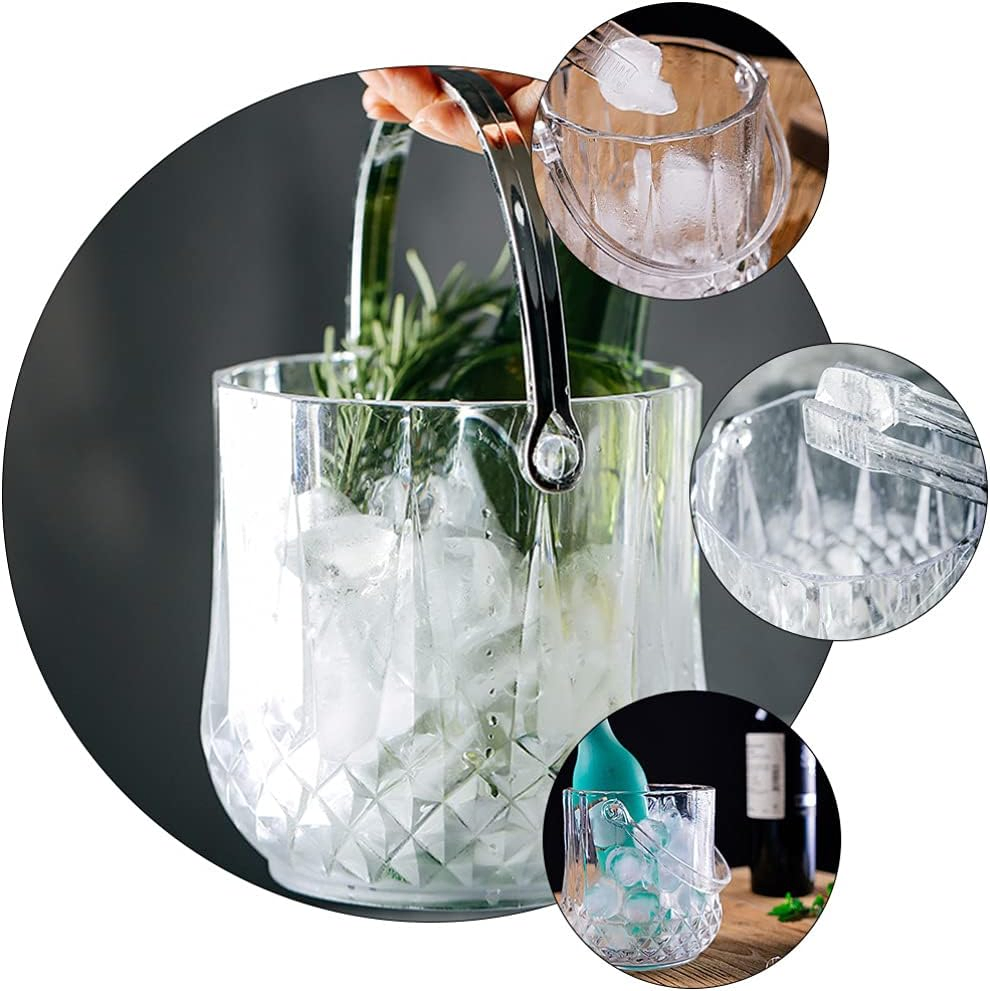 Custom OEM Plastic Crystal Champagne Ice Bucket with Handle