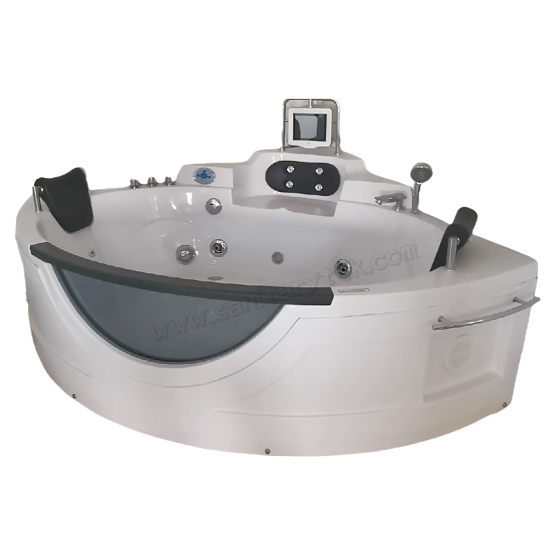 Whirlpool Massage Corner Bathtub Newest Design Computer Controlled White