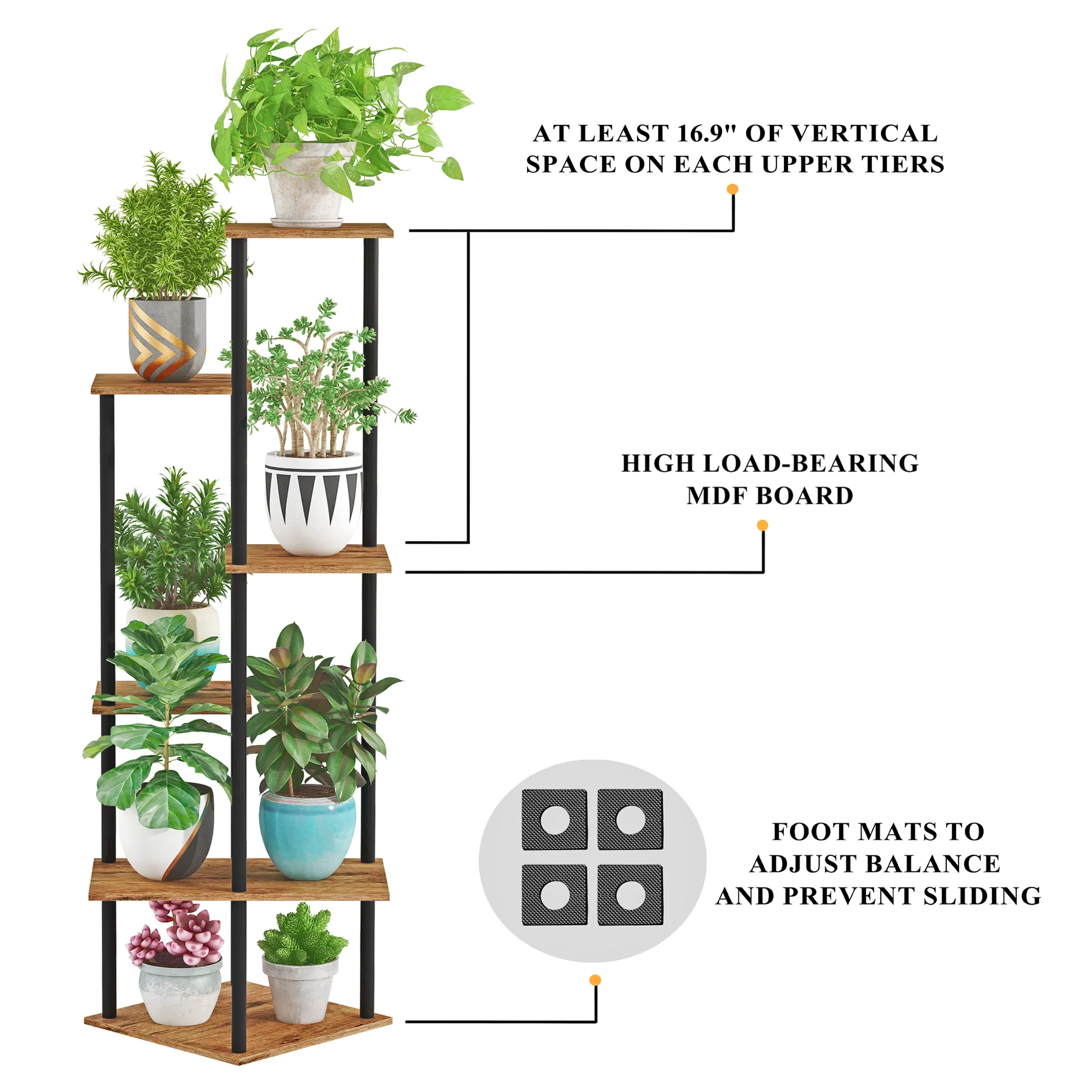 Stylish 6-Tier Indoor Corner Plant Stand for Multiple Pots