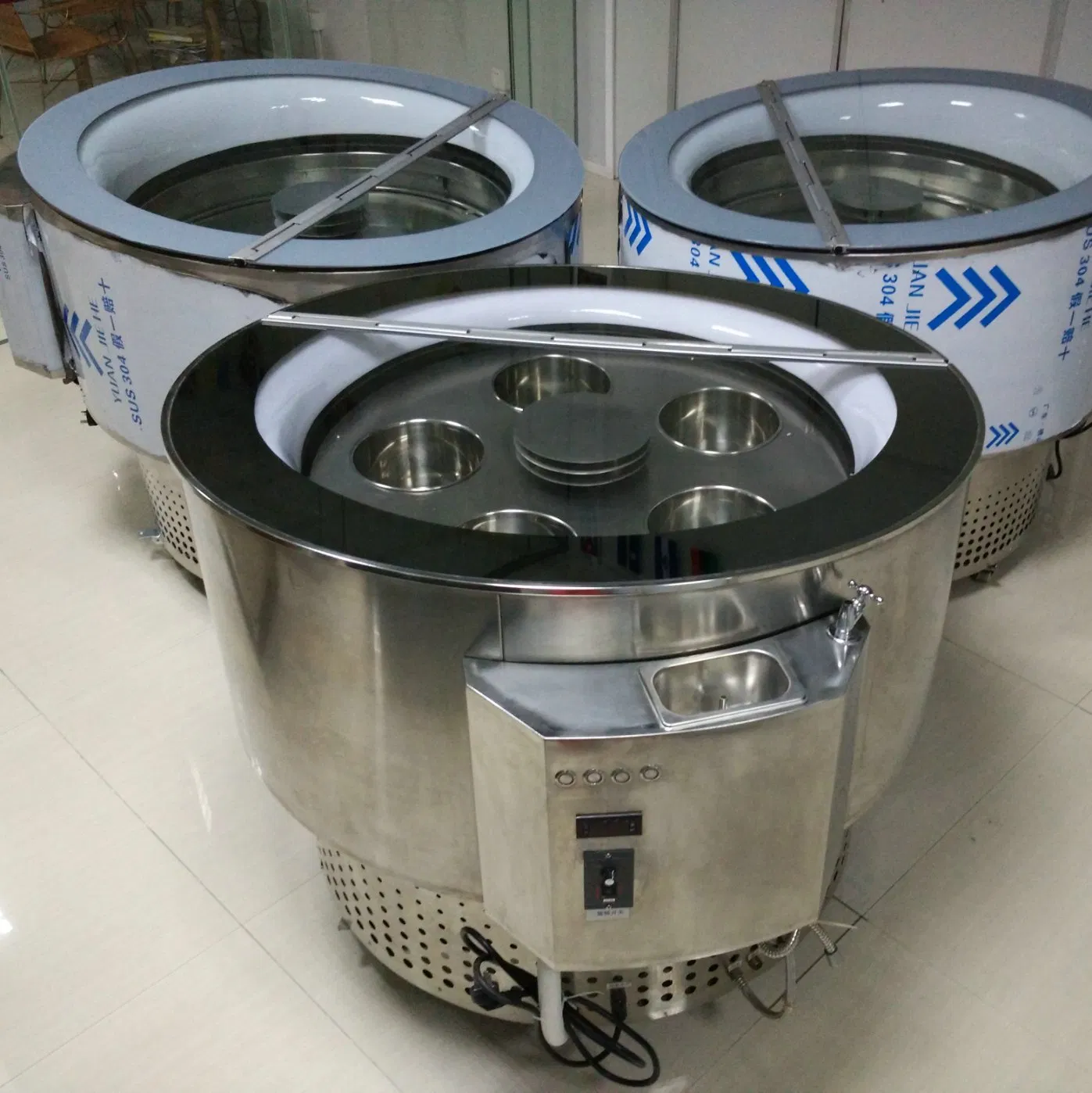 Round Rotating Hard Ice Cream Showcase with LED Lights