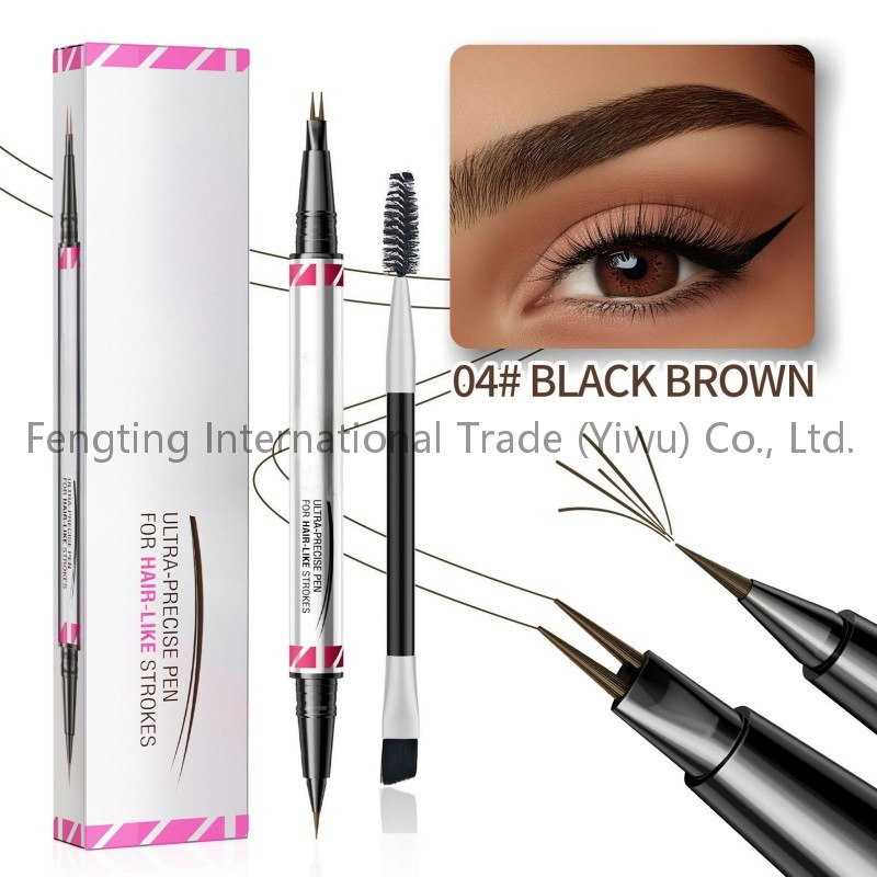 Waterproof Sweat-Proof Non-Fading Double-Headed Eyebrow Enhancer Pen Long-Lasting Natural Three-Dimensional Wild Eyebrows Set