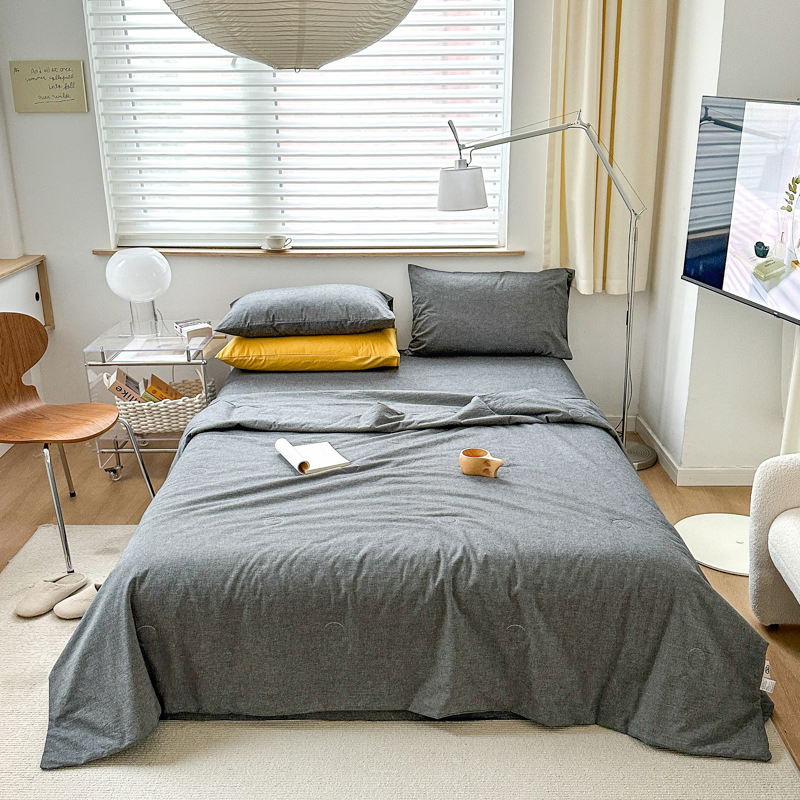 Cotton Color Style Washed Cotton Quilt Unprinted Japanese Cotton Summer Quilt Four-Piece Set