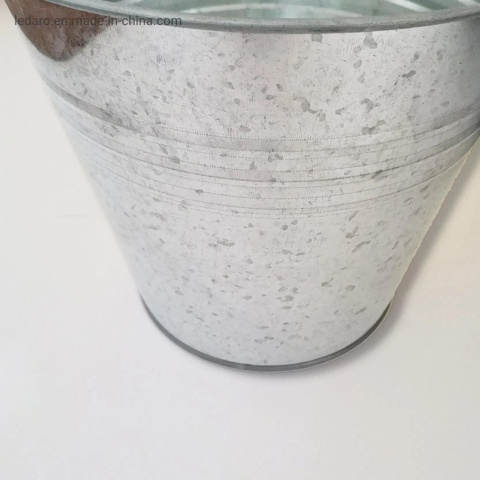 12L Heavy Metal Craft Natural Galvanized Steel Pail with Handle, Silver, Round Bucket for Hotels, Hospitals