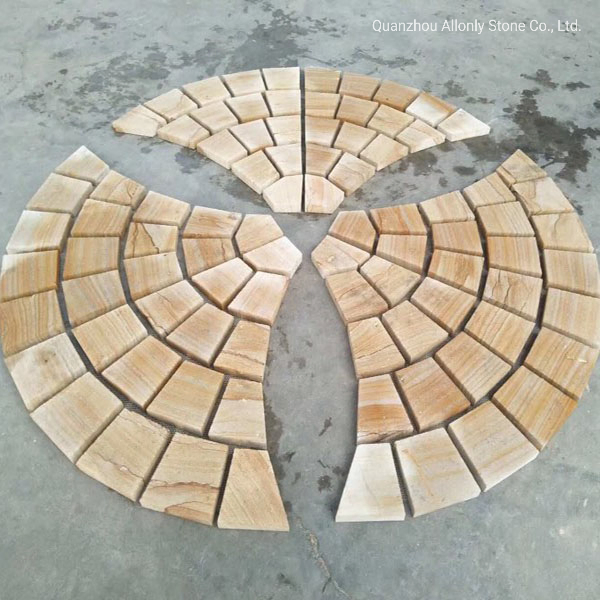 Sandstone Cobblestone on Mesh Landscaping for Swimming Stone Paving Floor