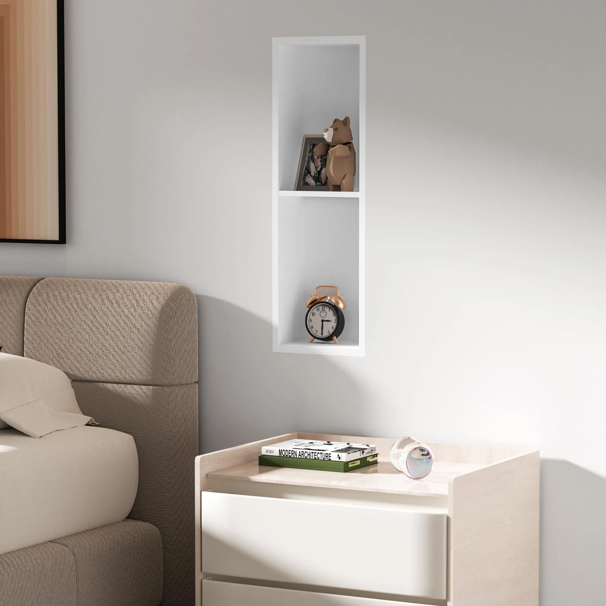 Ниша для душа из нержавеющей стали, белая