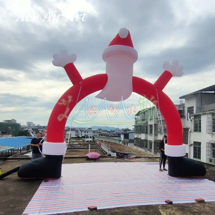 Outdoor Christmas Decoration Inflatable Christmas Archway with Santa Clause for Christmas Event Decoration