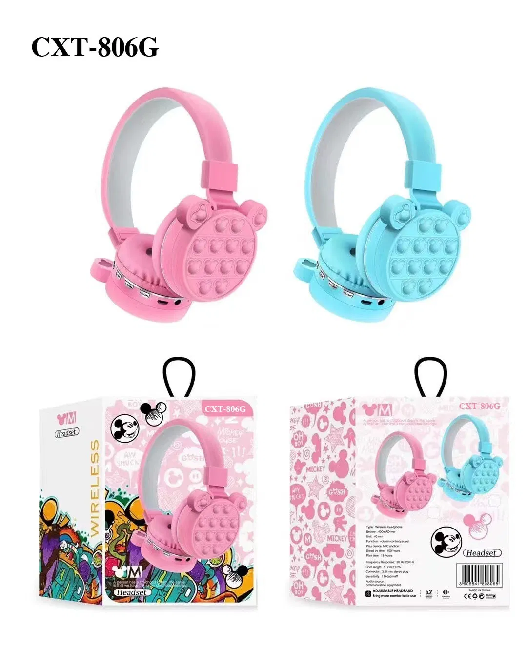 Creative Gift Silicone Cute Rainbow Bluetooth Wireless Headset Kids Headphones