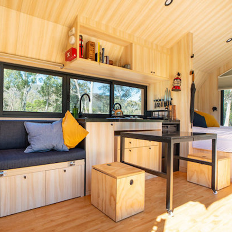 Mobile Prefabricated Tiny House on Wheels Trailer for Living Australia Standard Prefab Log Cabins