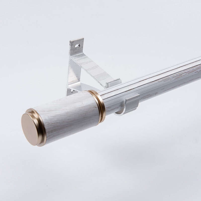 Modern Nordic Rome Telescopic Curtain Rod Wood Grain Double Pole Thick Aluminum Alloy Mute Punch Curtain Rod
