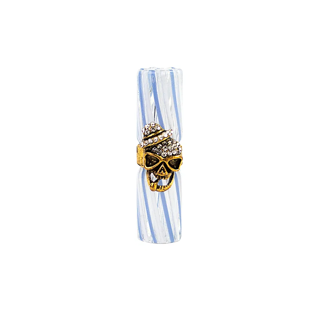 Stock Design Glass Filter Tips with Skull Pre Roll for Joint
