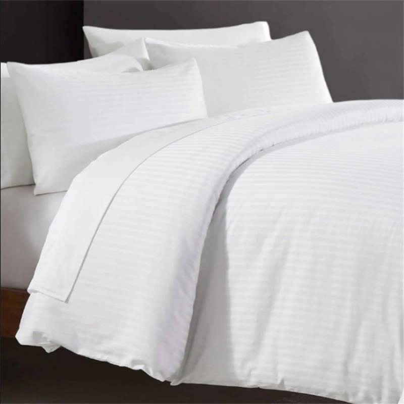 Luxury Bed Linen 3cm Stripe White Comforter Bedding Set