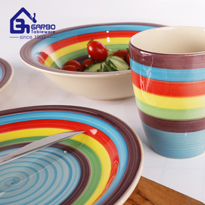 Factory Wholesale Ceramic Soup Bowl Hand-Painted 7 Inch Salad Bowl Rice Bowl Stoneware Bowls for Home Restaurant Hotel