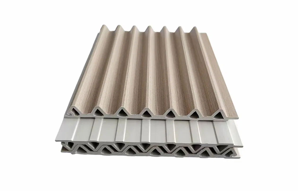 WPC Laminated 3D Interior Wall Panel 150mm Semicircular Fluted PVC and Wooden WPC Panels