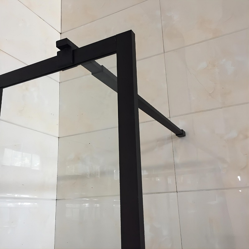 Black Shower Screen Walk in Shower Cabin Tempered Glass Panel Adjustable Stainless Steel Top Support Bar for Wholesale Made in China