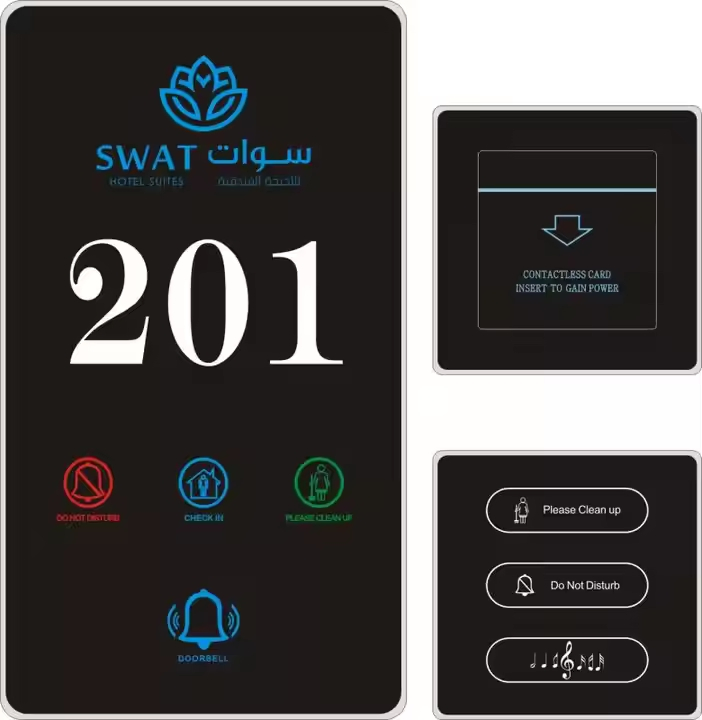 Custom Hotel Sign LED Light Room Number Doorplate with Dnd Clean Electronic Switch Hotel Doorbell