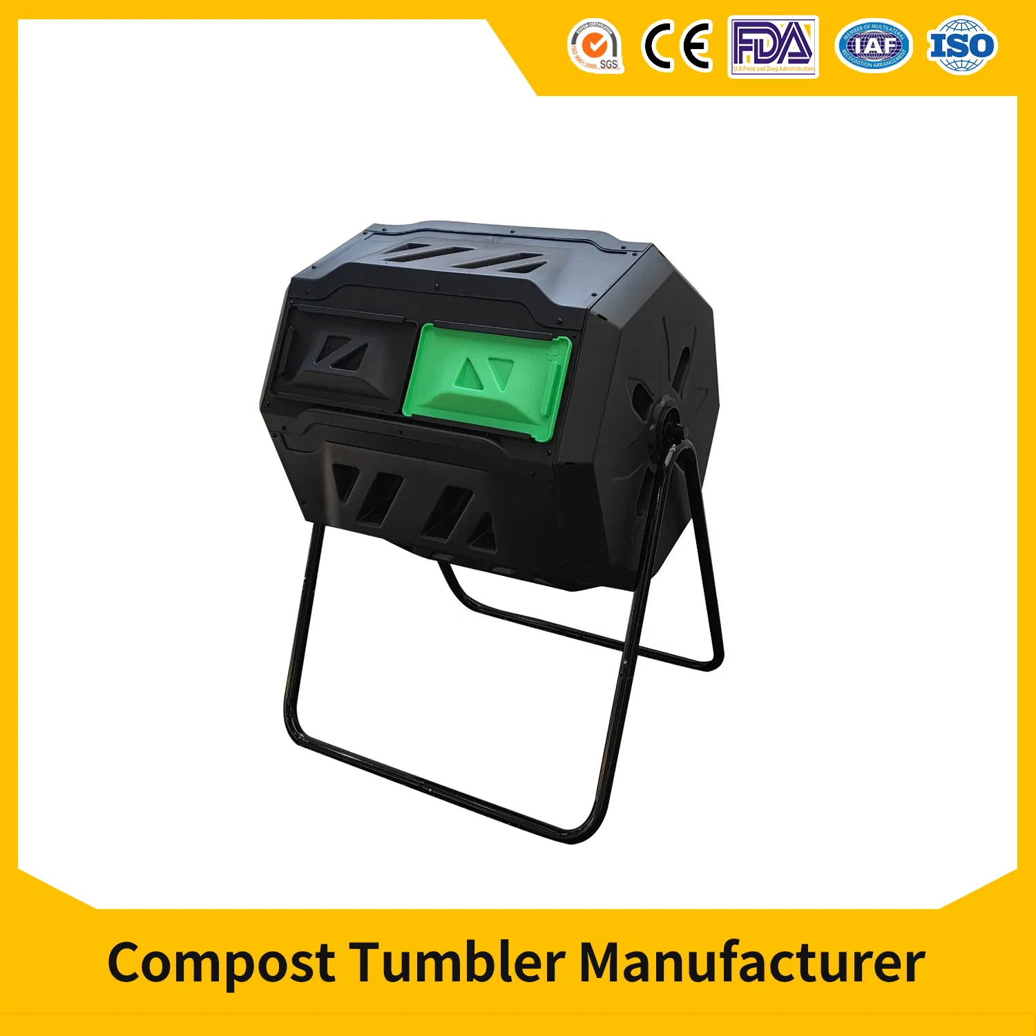 160L Weatherproof Black Garbage Can Large Capacity Garden Wholesale Twin Compost Tumbler