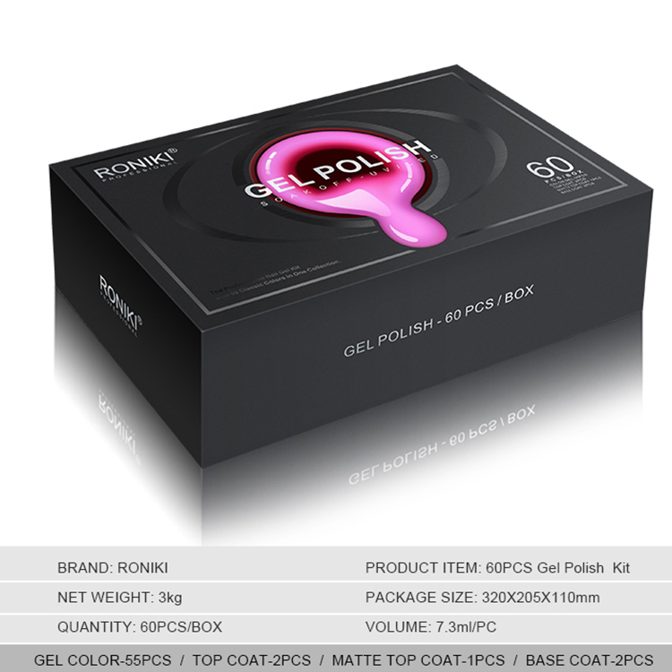 Roniki OEM 60PCS Nail Art Salon Kit Acrylic UV Gel Color Private Label Gel Polish Set