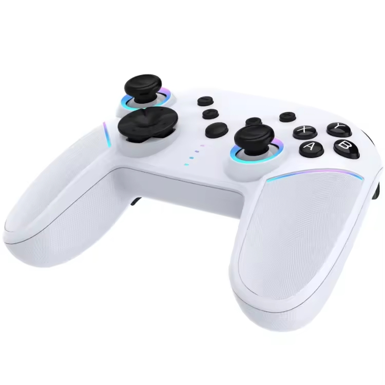 Customized Logo Black White RGB LED Light Elite Game Controller Wireless Bt Six Axis Wireless Joystick for Switch