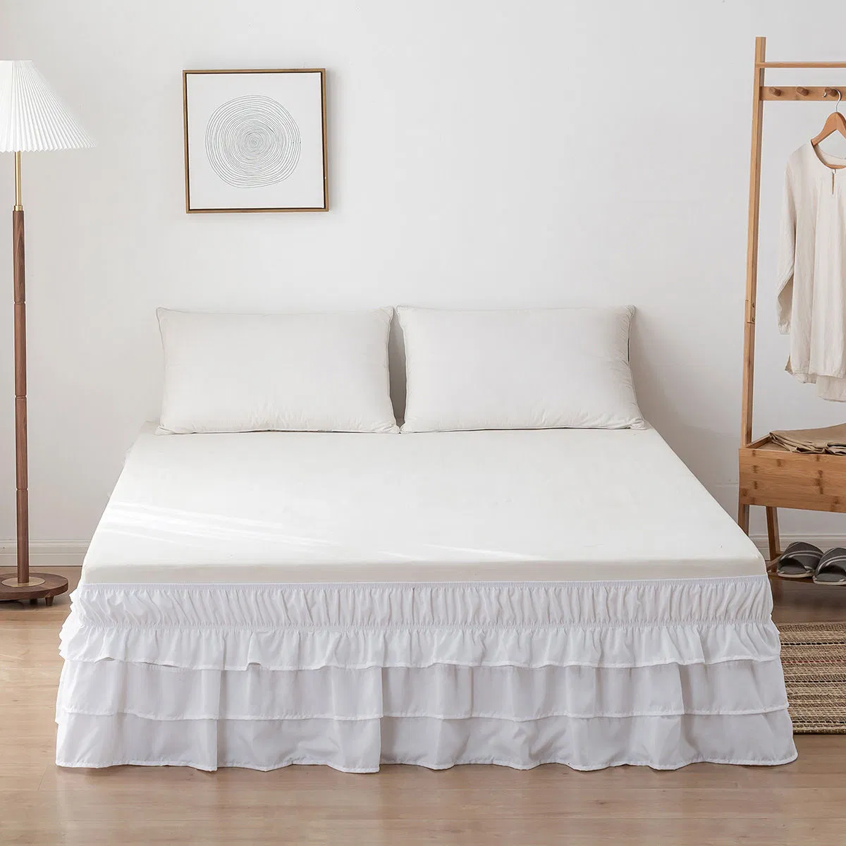 High Quality Bed Skirt Twin Size Household Easy Fit Elastic Dust Ruffle White Bed Skirt Cover