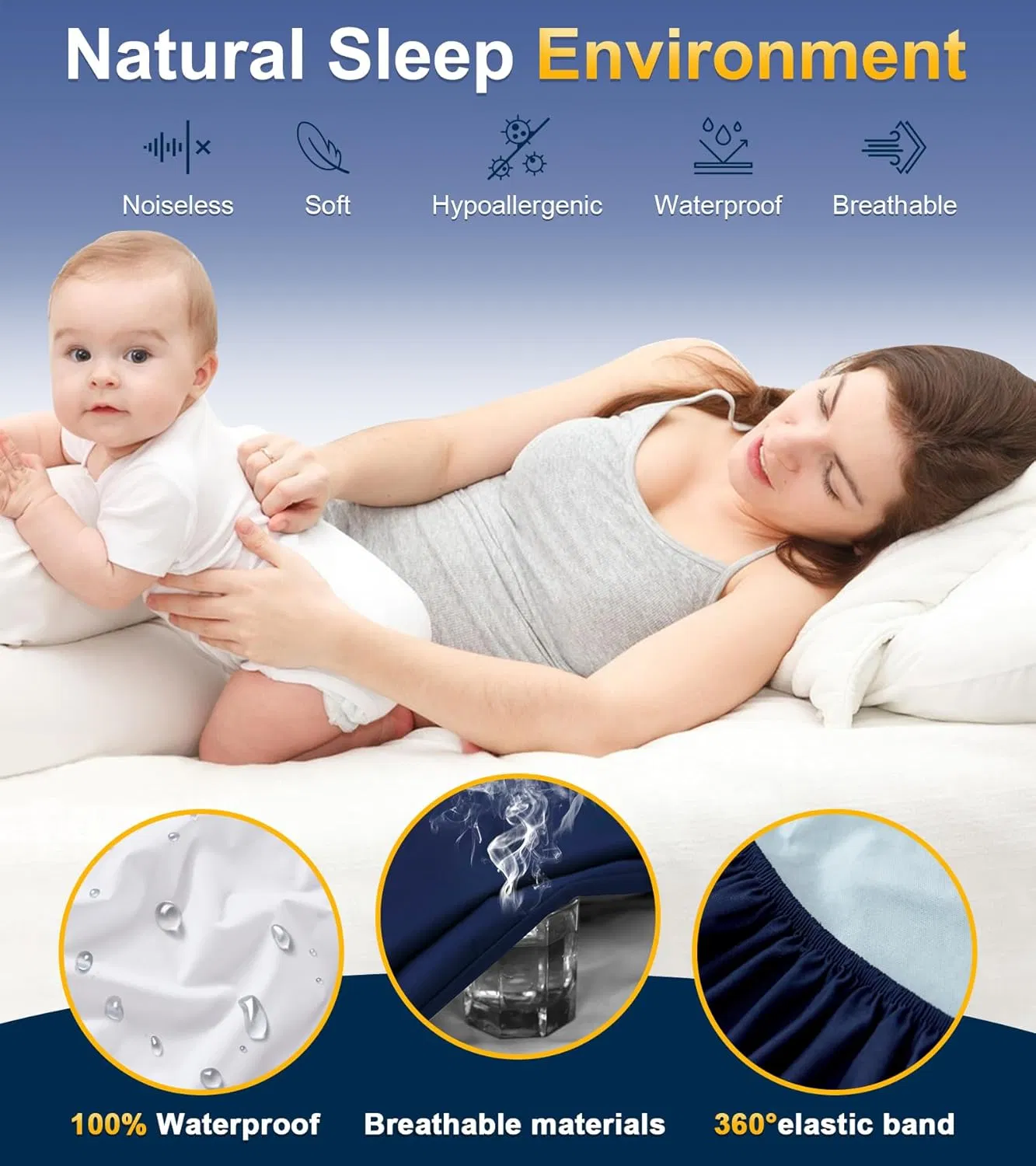 Premium Soft Polyester Mattress Protector - 100% Waterproof & Breathable