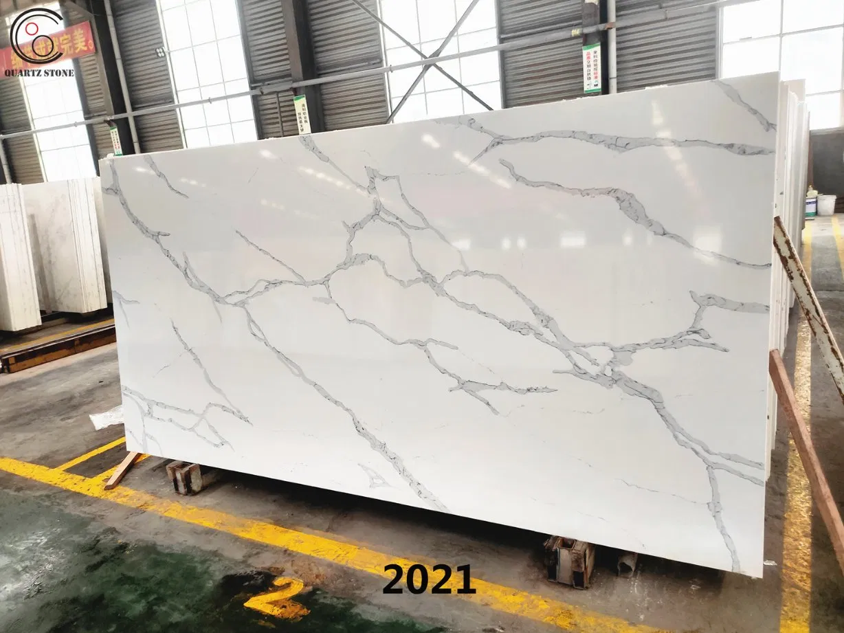 High Quality Artificial Quartz Stone Slab with Grey Veins