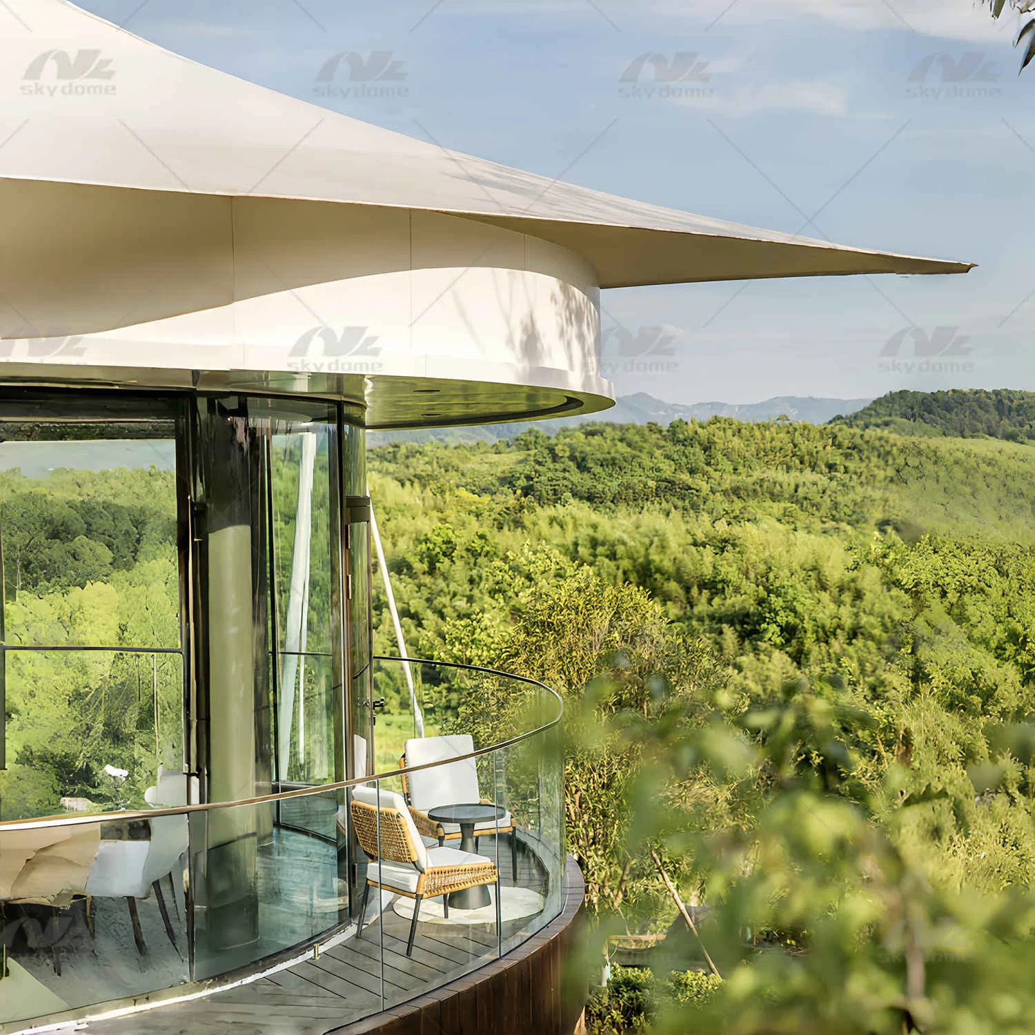 Tensile Membrane Steel Structure for Hill Lodge Villa Hotel Cafe